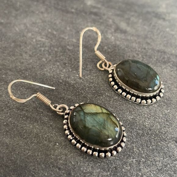 Labradorite Sterling Silver Earrings - Picture 2 of 5